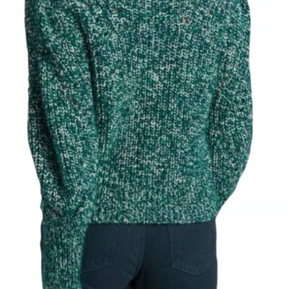 Elegant Teal Knit Sweater, VERONICA BEARD ROOPA PUFF-SLEEVED SWEATHER - Picture 2 of 10
